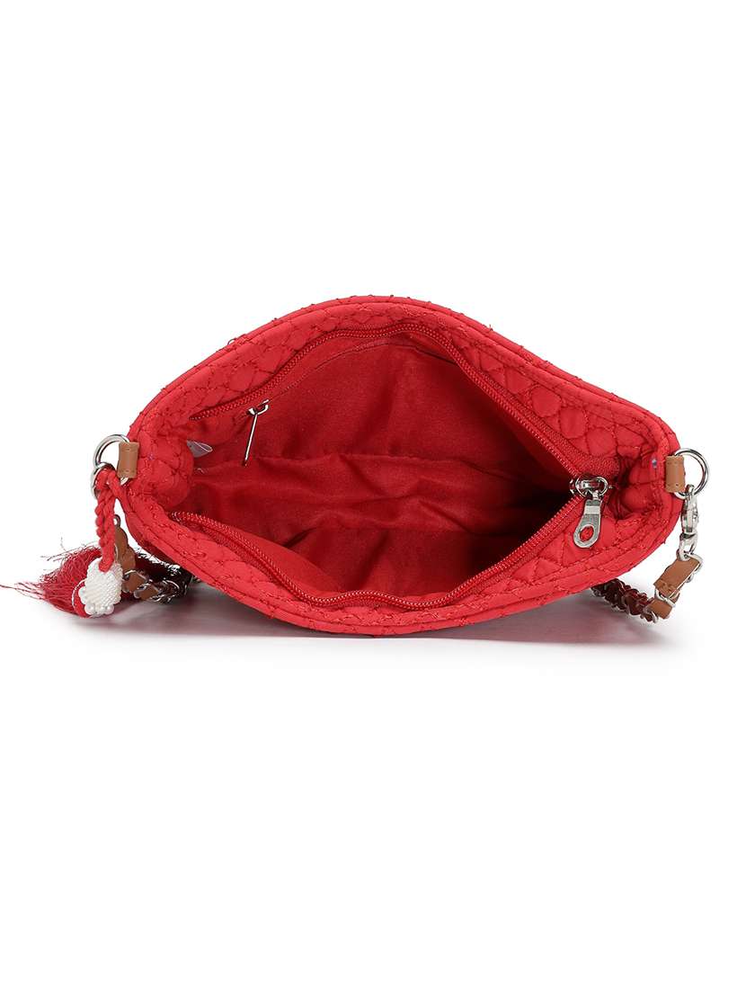 women red solid quilted sling bag - 21721924 -  Standard Image - 2