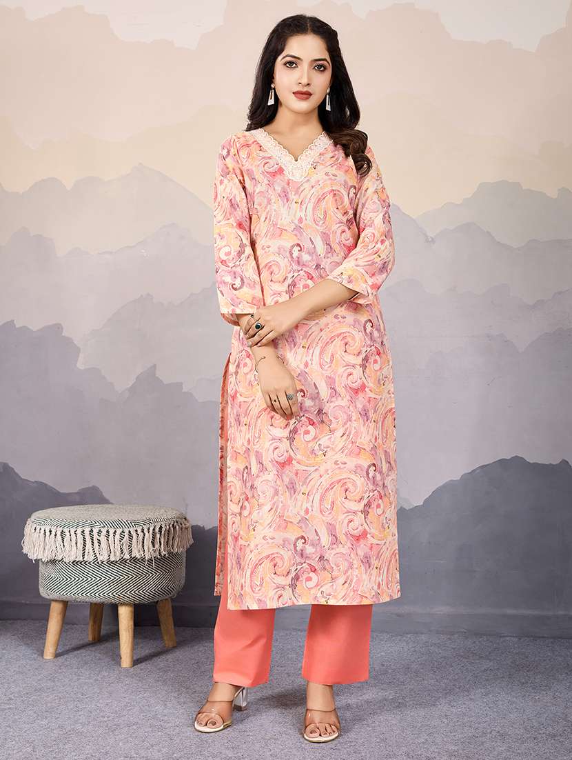women printed kurta pant set
