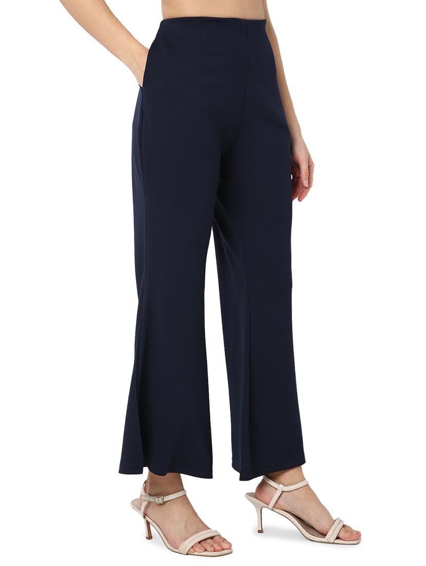 women solid high rise bootcut trouser - 21721941 - Standard Image - 2