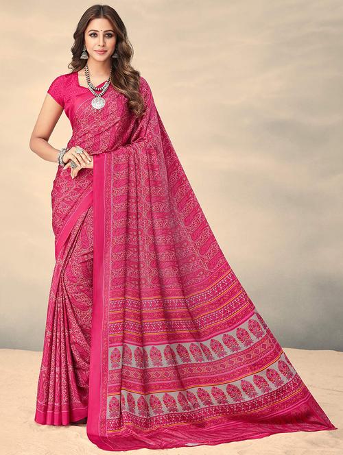women printed casual wear saree with blouse - 21721949 - Standard Image - 0