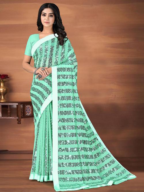 women green printed saree with blouse - 21722133 - Standard Image - 0