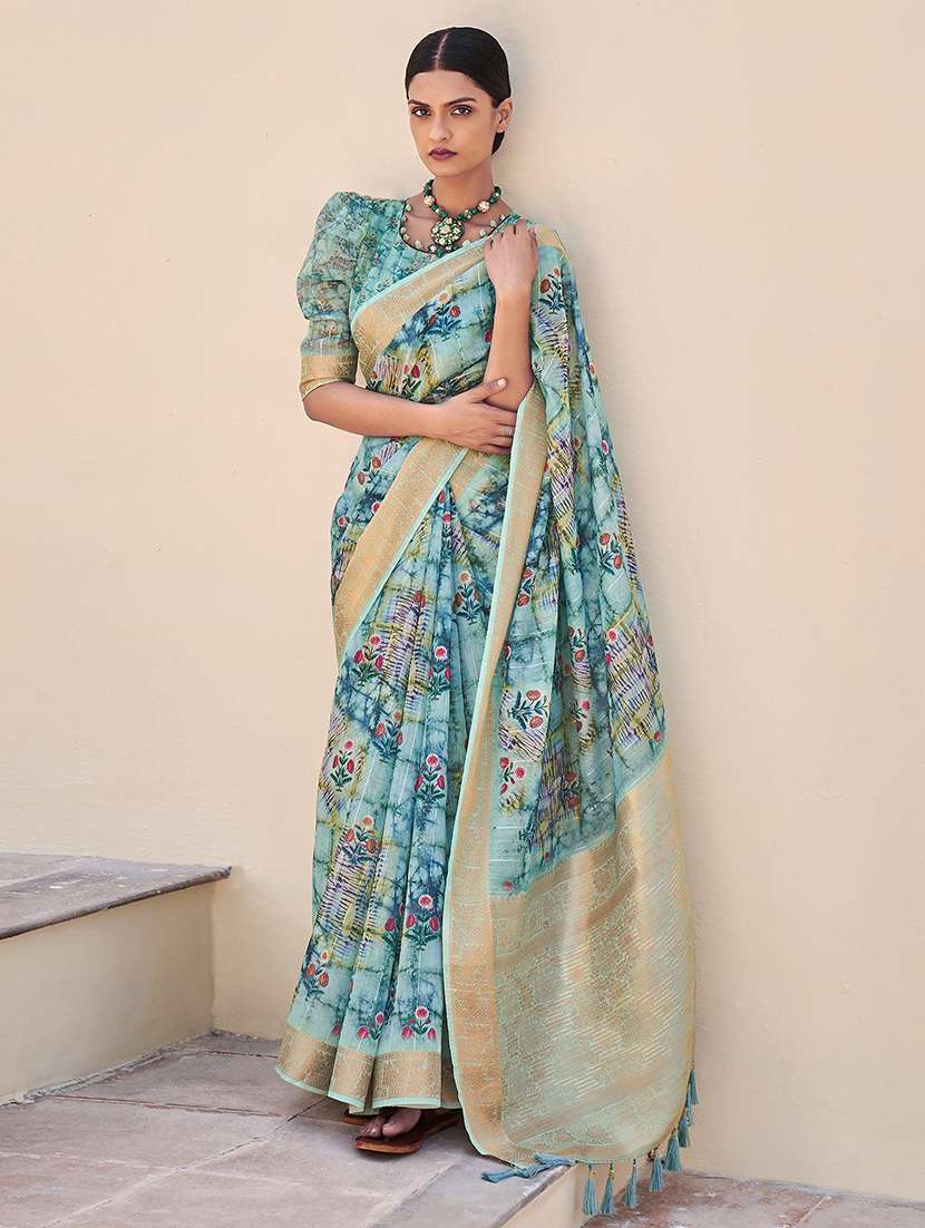women printed casual wear saree with blouse