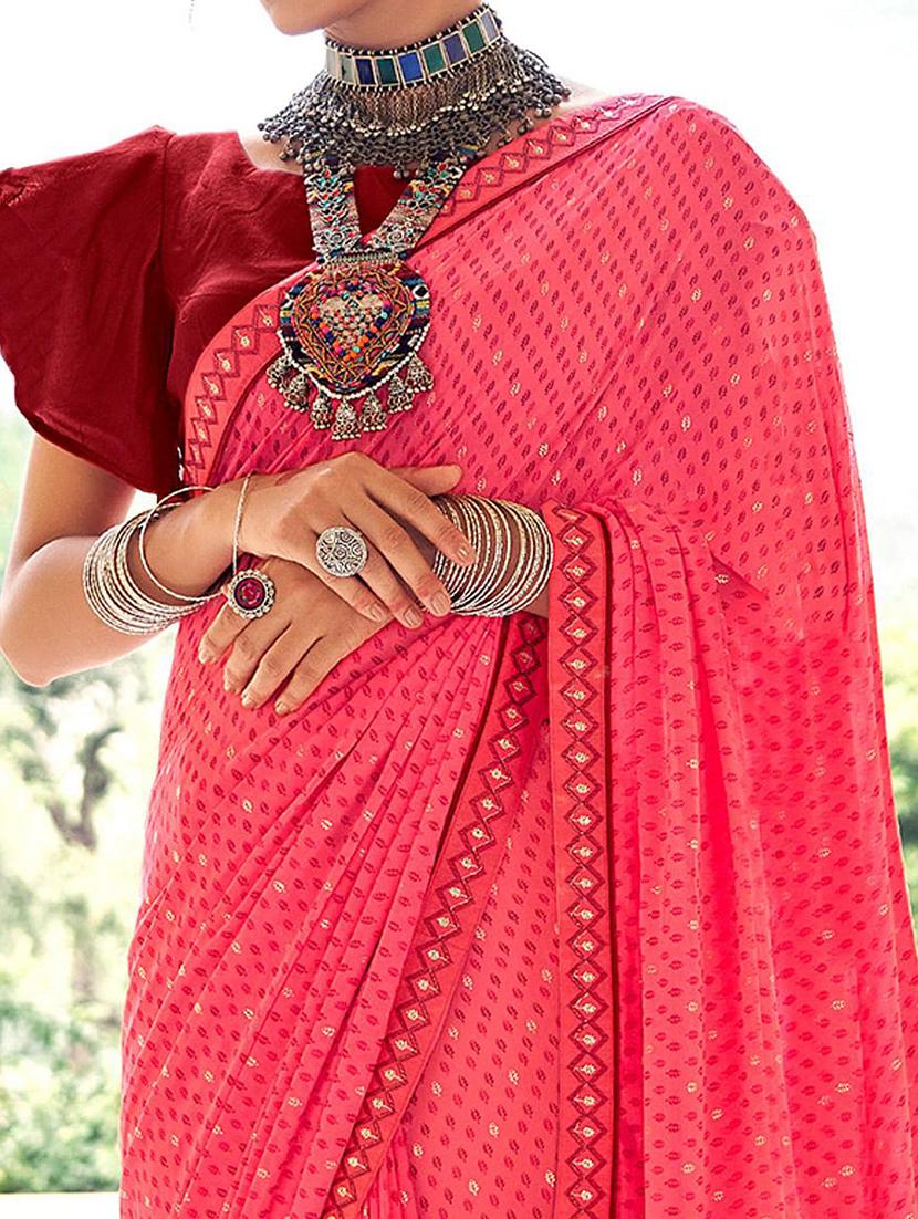 women printed lace bordered saree with blouse - 21722661 - Standard Image - 2