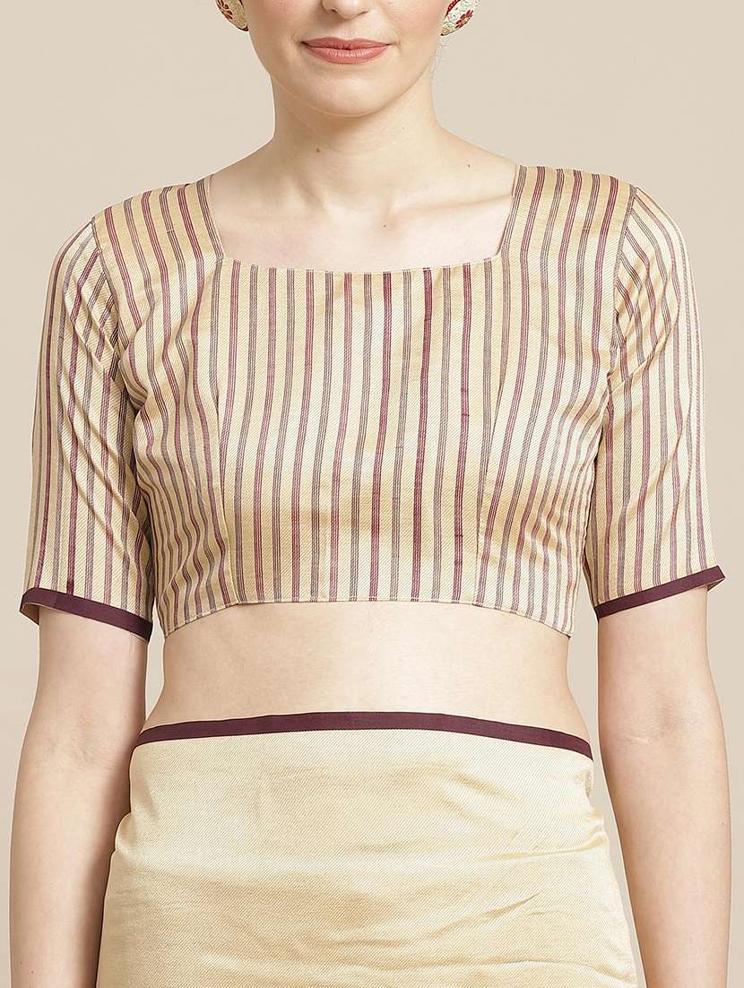 beige bordered handloom saree with blouse - 21722703 -  Standard Image - 2