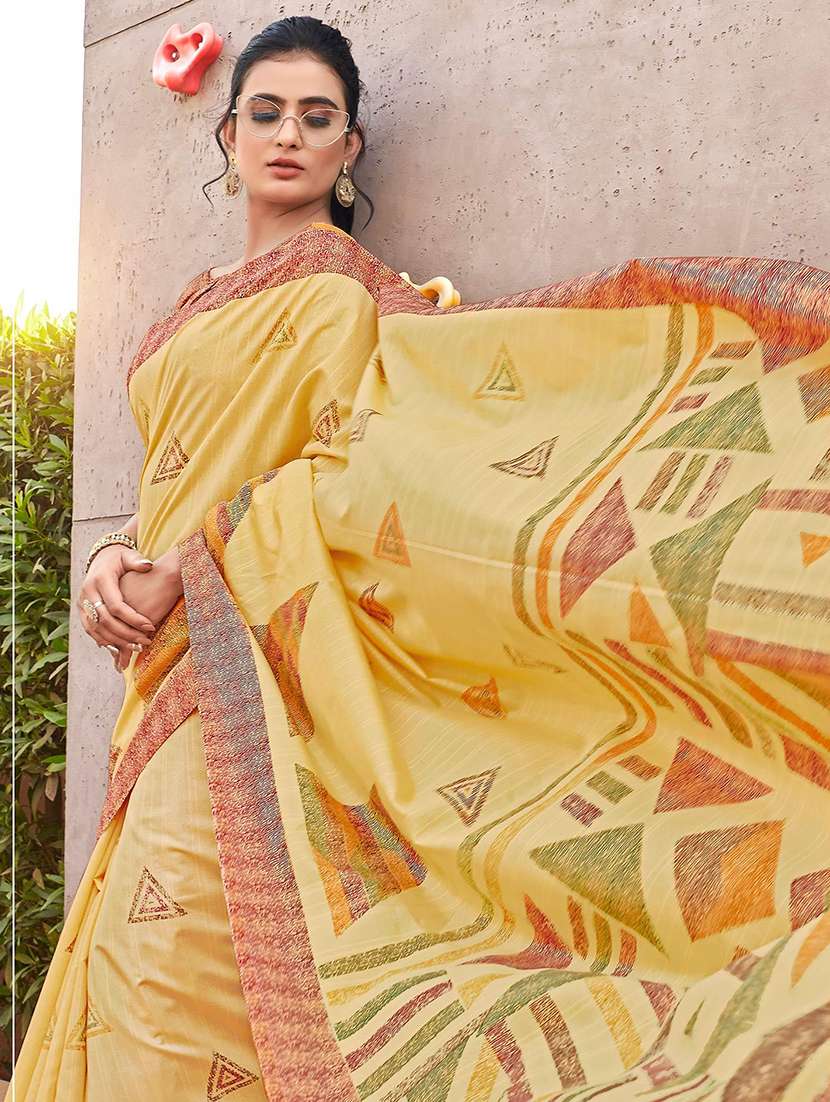 women printed bordered saree with blouse - 21722728 -  Standard Image - 2
