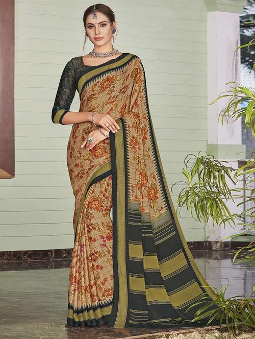 women printed casual wear saree with blouse - 21722823 - Standard Image - 0