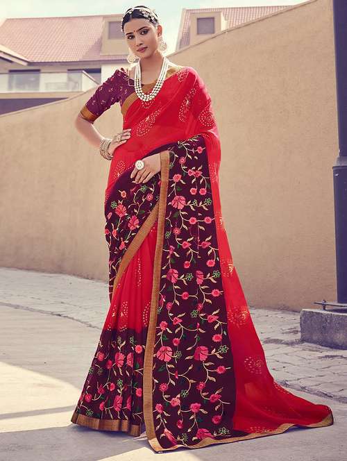 women printed casual wear saree with blouse - 21722934 -  Standard Image - 0