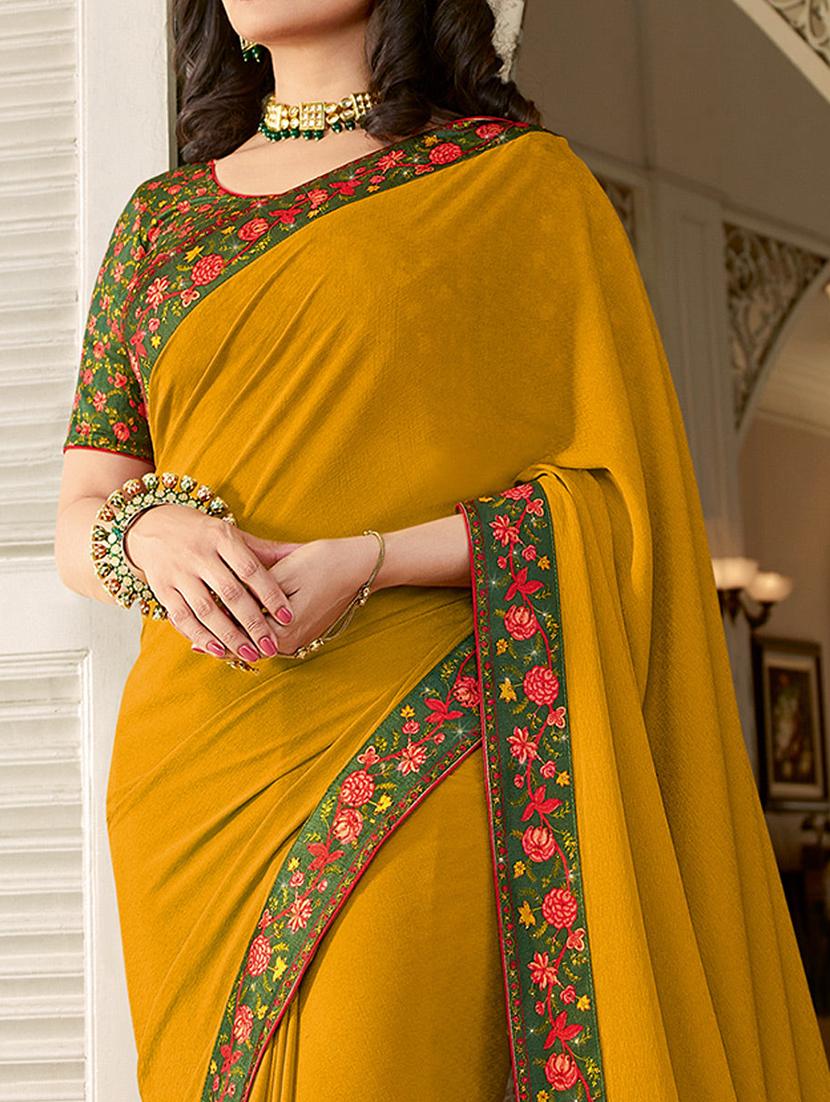 women solid bordered saree with blouse - 21722964 - Standard Image - 2