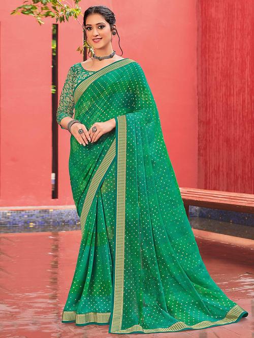 women printed lace bordered saree with blouse - 21722975 -  Standard Image - 0