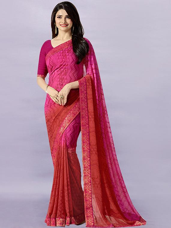 women printed bordered saree with blouse - 21723034 - Zoom Image - 0