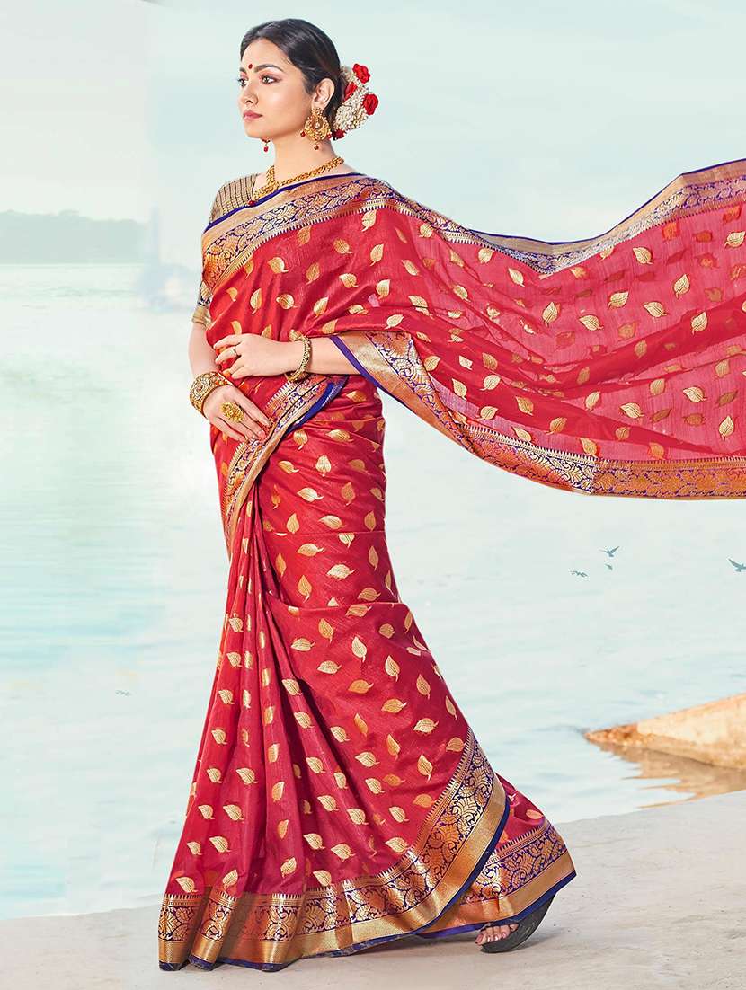 women self design banarasi saree with blouse