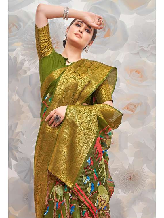 women printed bordered saree with blouse - 21723149 -  Standard Image - 2