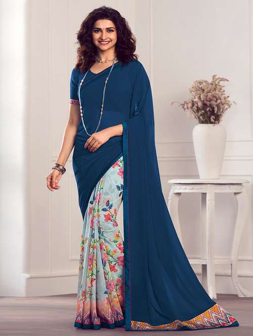 women floral printed half & half saree with blouse - 21723192 -  Standard Image - 0