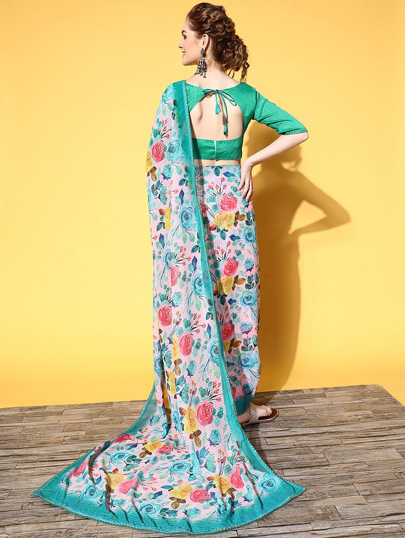 women floral printed saree with blouse - 21723234 - Standard Image - 2