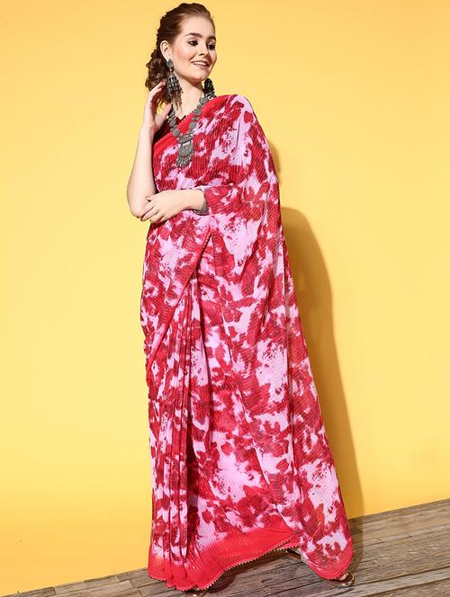 women red printed sequin work saree with blouse - 21723236 -  Standard Image - 0