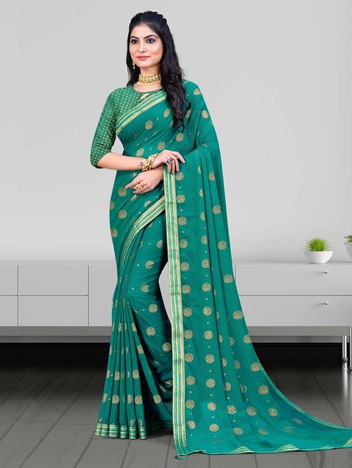 women embroidered bordered saree with blouse - 21723249 -  Standard Image - 0