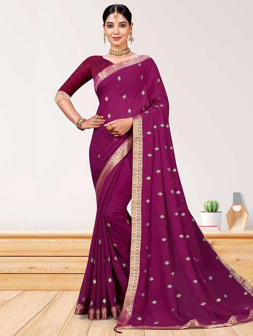 women embroidered bordered saree with blouse - 21723257 -  Standard Image - 0