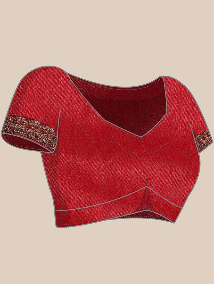 women maroon floral zari bordered saree with blouse - 21723262 -  Standard Image - 2