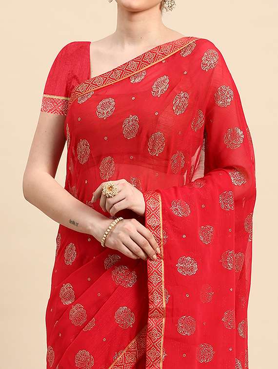 women printed bordered saree with blouse - 21723276 -  Standard Image - 2