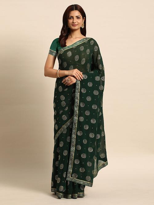 women green bordered saree with blouse - 21723280 -  Standard Image - 0