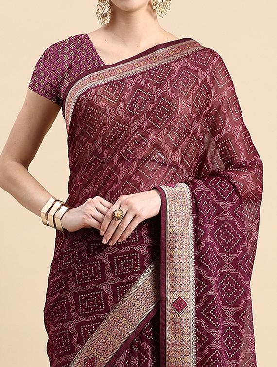 women printed casual wear saree with blouse - 21723314 - Standard Image - 2