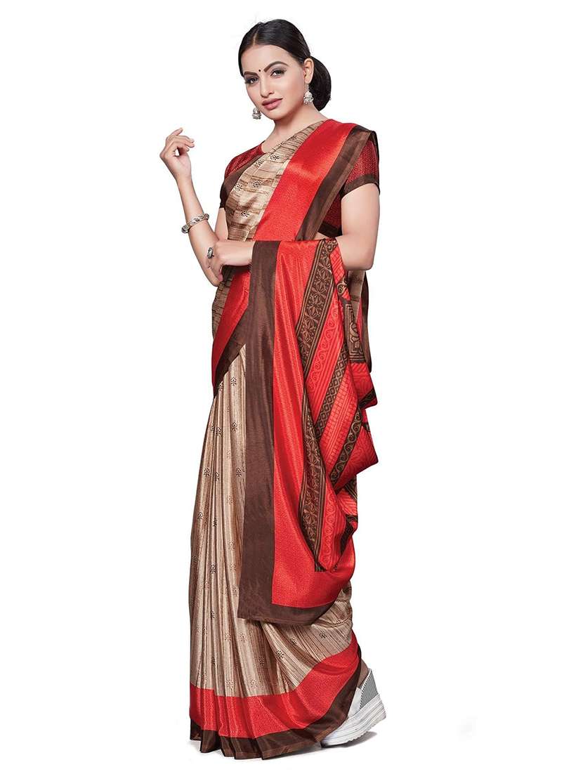 women printed casual wear saree with blouse