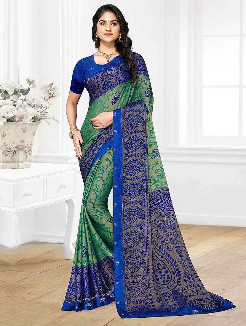 women printed casual wear saree with blouse