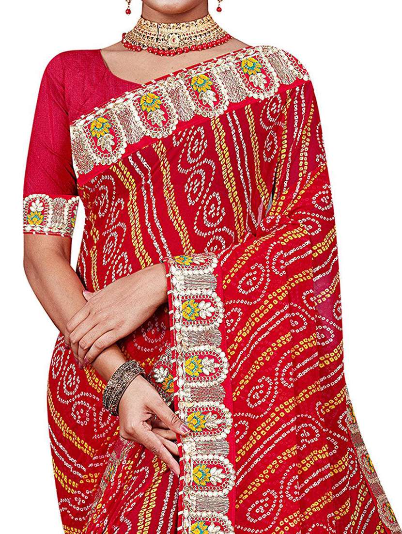 women bandhani printed bordered saree with blouse - 21723532 -  Standard Image - 2