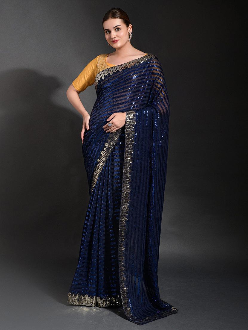 women sequined embellished saree with blouse - 21723584 -  Zoom Image - 0