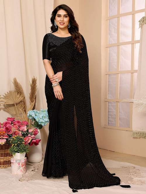 women black embellished saree with blouse - 21723630 -  Standard Image - 0