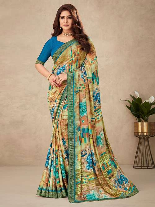women printed bordered saree with blouse - 21723776 -  Standard Image - 0