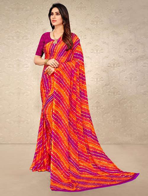 women leheriya printed bordered saree with blouse - 21723793 -  Standard Image - 0