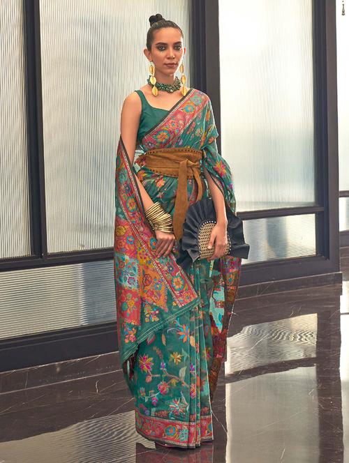 women printed bordered saree with blouse - 21723836 - Standard Image - 0