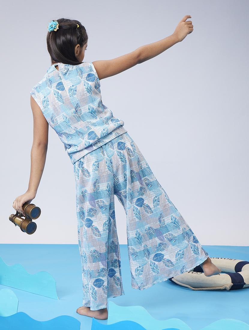girls printed top and palazzo co-ord set - 21723928 - Standard Image - 2