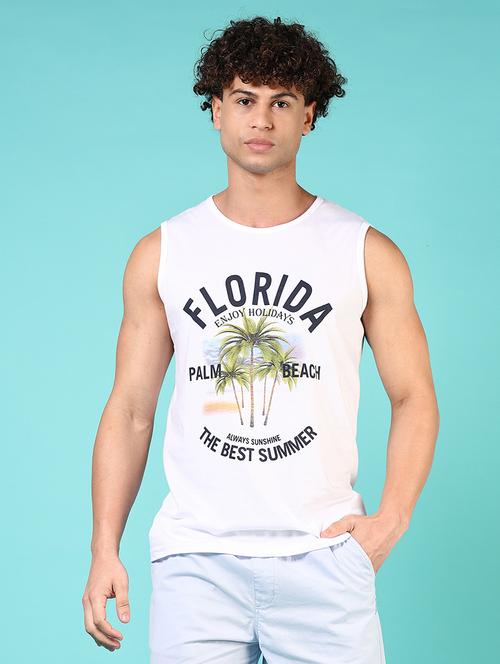 men front print sleeveless regular fit t-shirt - 21723965 -  Standard Image - 0