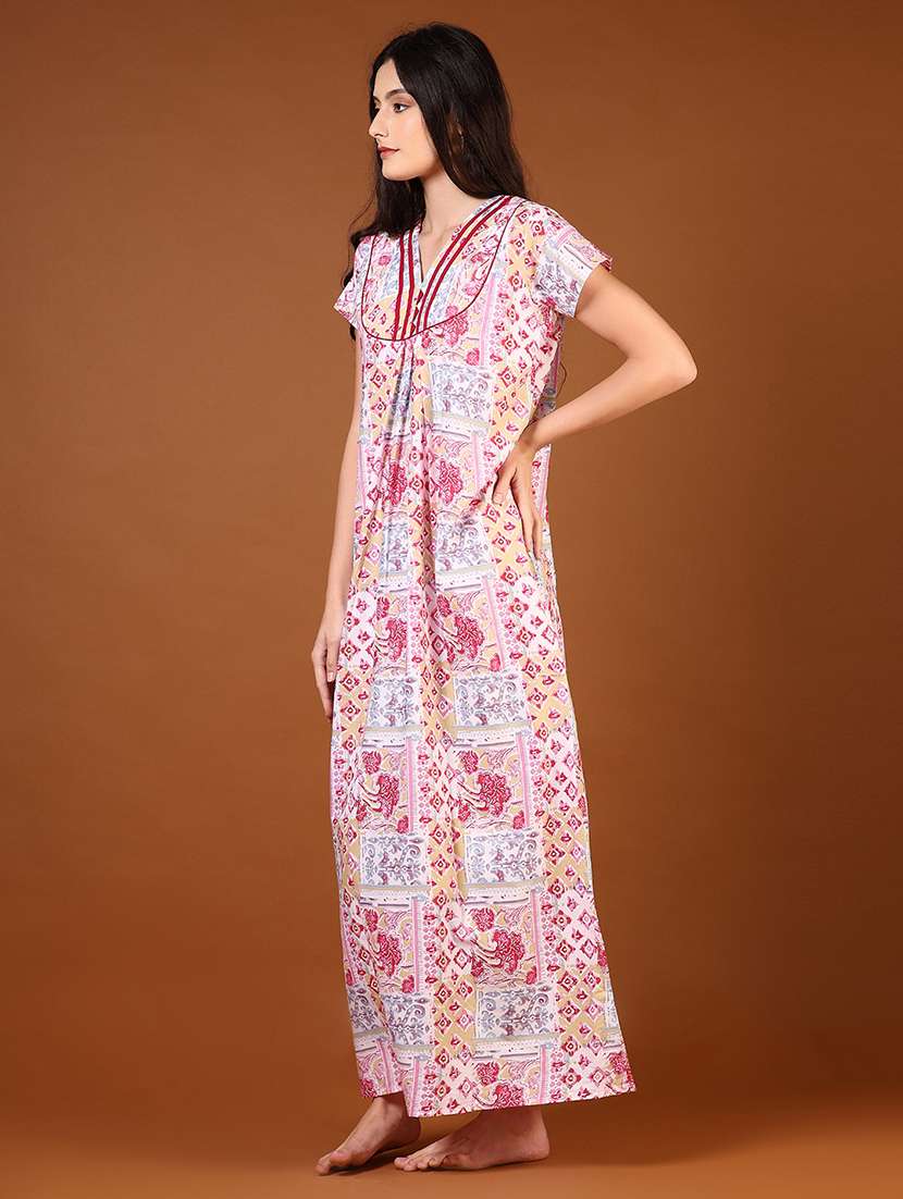 women printed short sleeve nighty - 21723991 -  Standard Image - 2