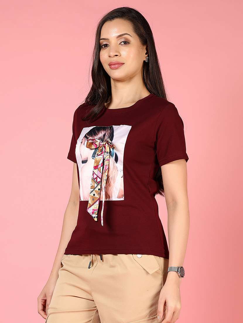 women front print short sleeve t-shirt - 21724038 -  Standard Image - 2
