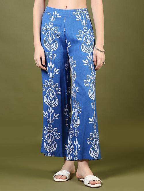 women printed mid rise straight palazzo - 21724043 - Standard Image - 0