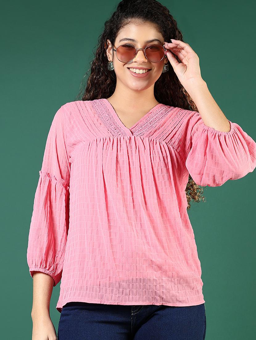 women solid puff sleeve regular top - 21724049 -  Zoom Image - 0