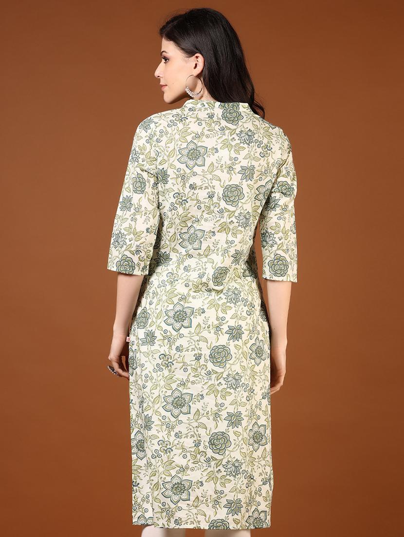 women three quarter sleeve straight kurta - 21724051 - Standard Image - 2