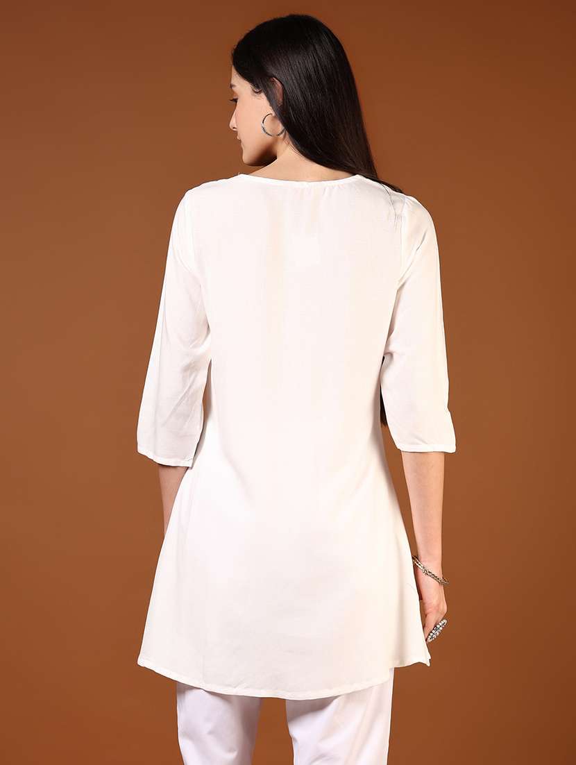 women three quarter sleeve a-line kurti - 21724084 -  Standard Image - 2