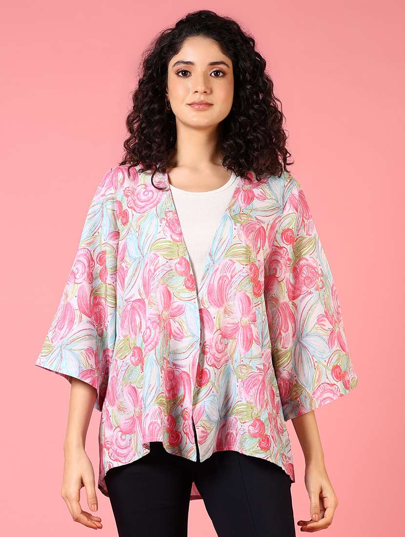 women printed bell slevees regular shrug