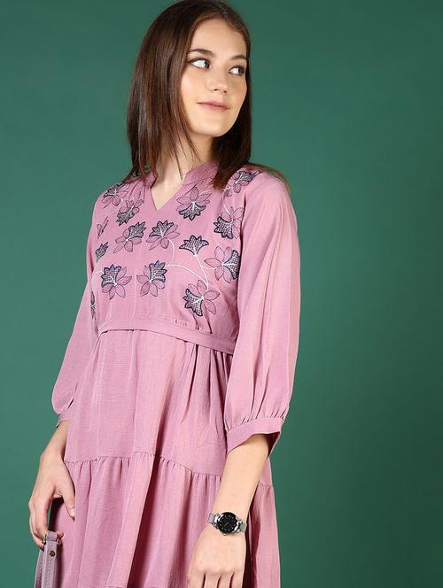 women embroidered puff sleeve tiered dress - 21724110 -  Standard Image - 0