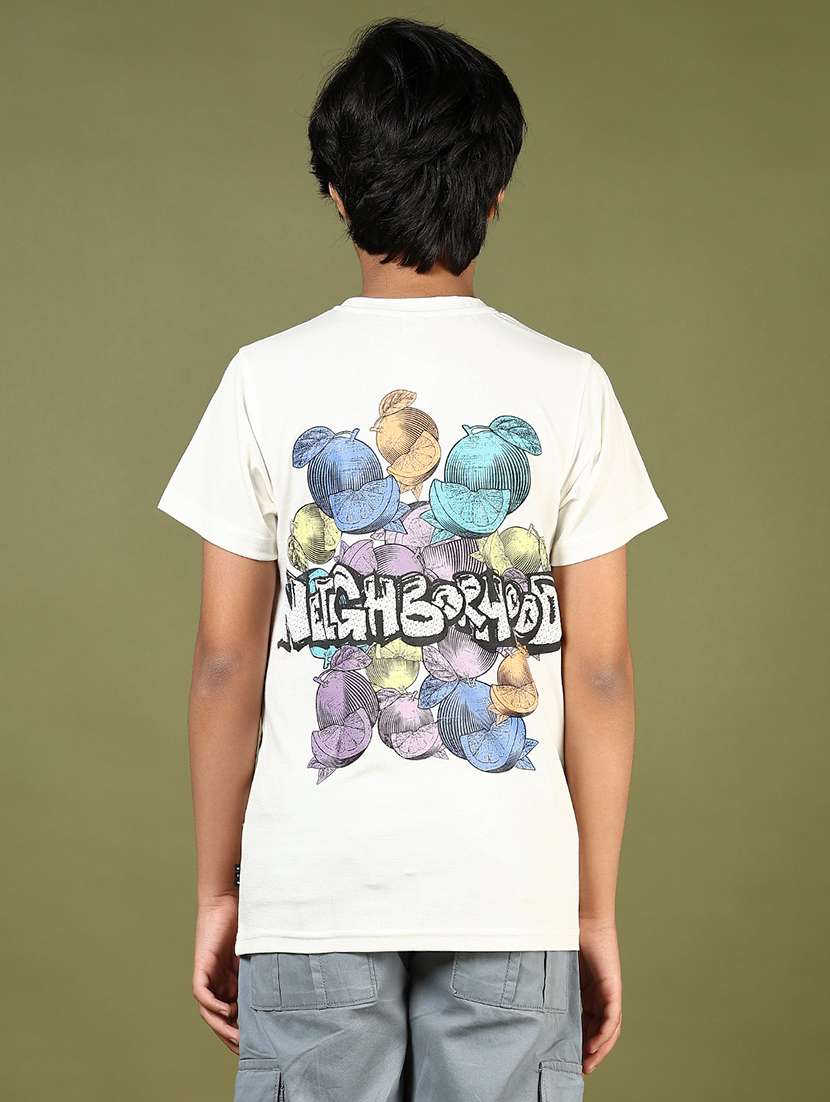 boys front & back printed round neck t-shirt