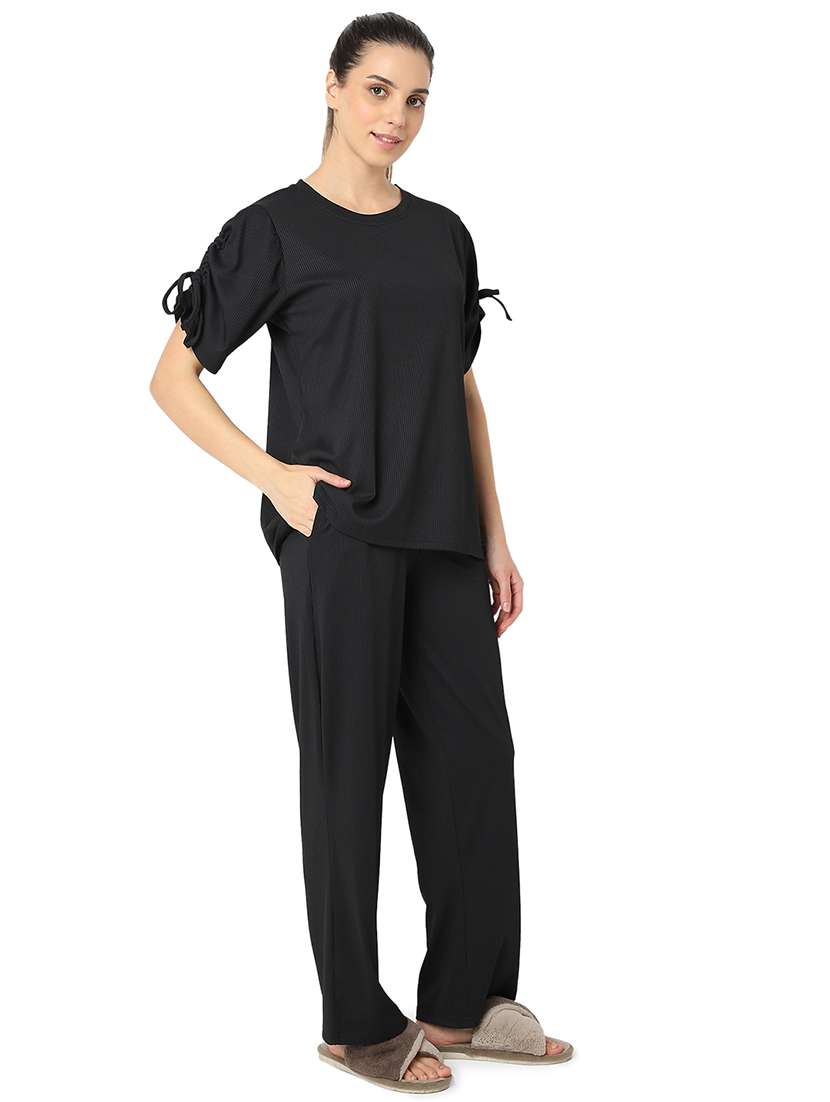 women solid nightwear pyjama set - 21724232 - Standard Image - 2