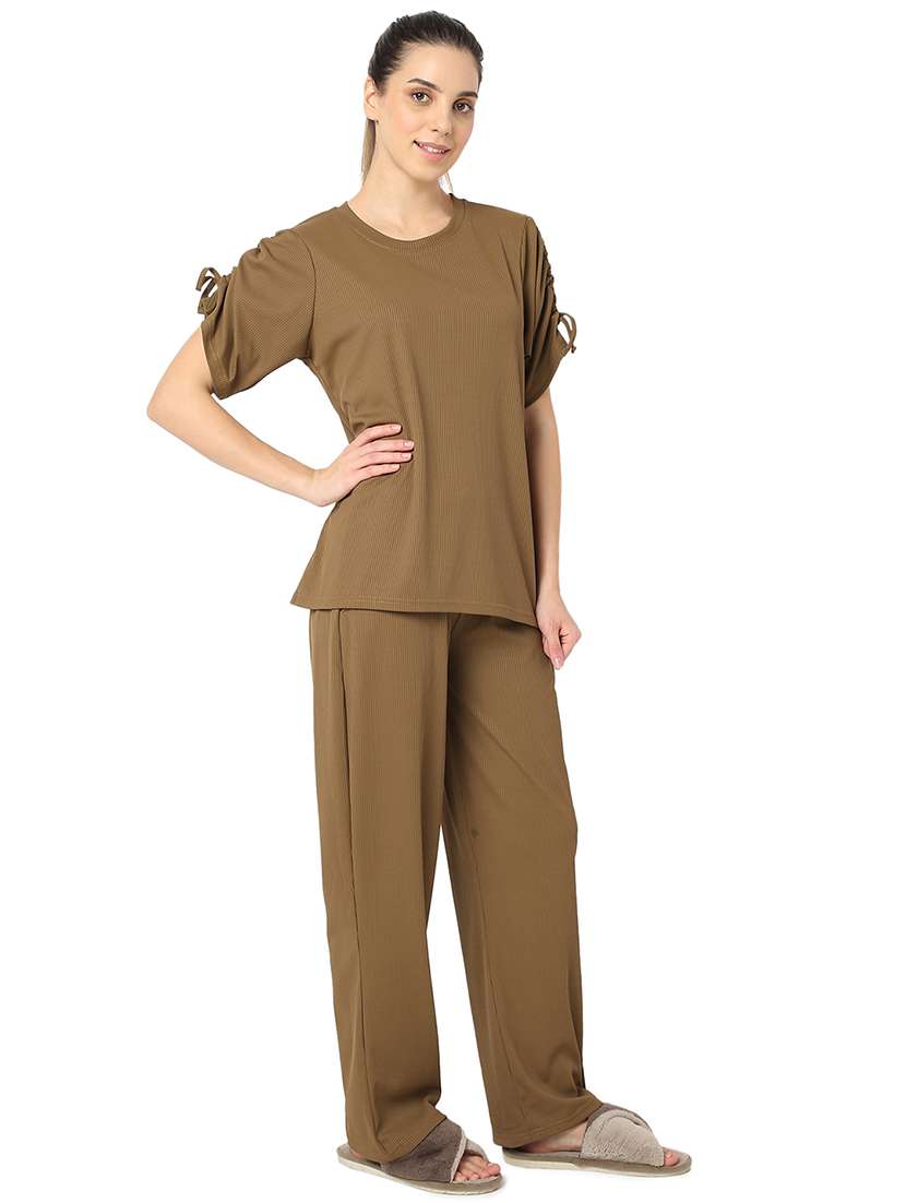 women solid nightwear pyjama set - 21724233 - Standard Image - 2