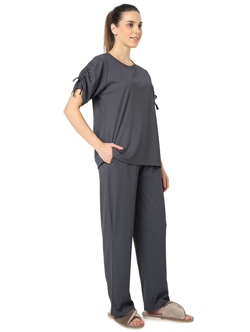 women solid nightwear pyjama set - 21724234 - Standard Image - 2