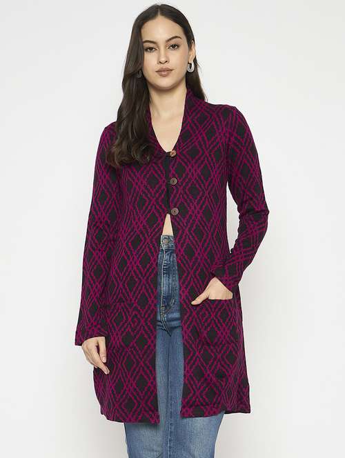 women self designed long sleeves cardigan - 21724246 - Standard Image - 0