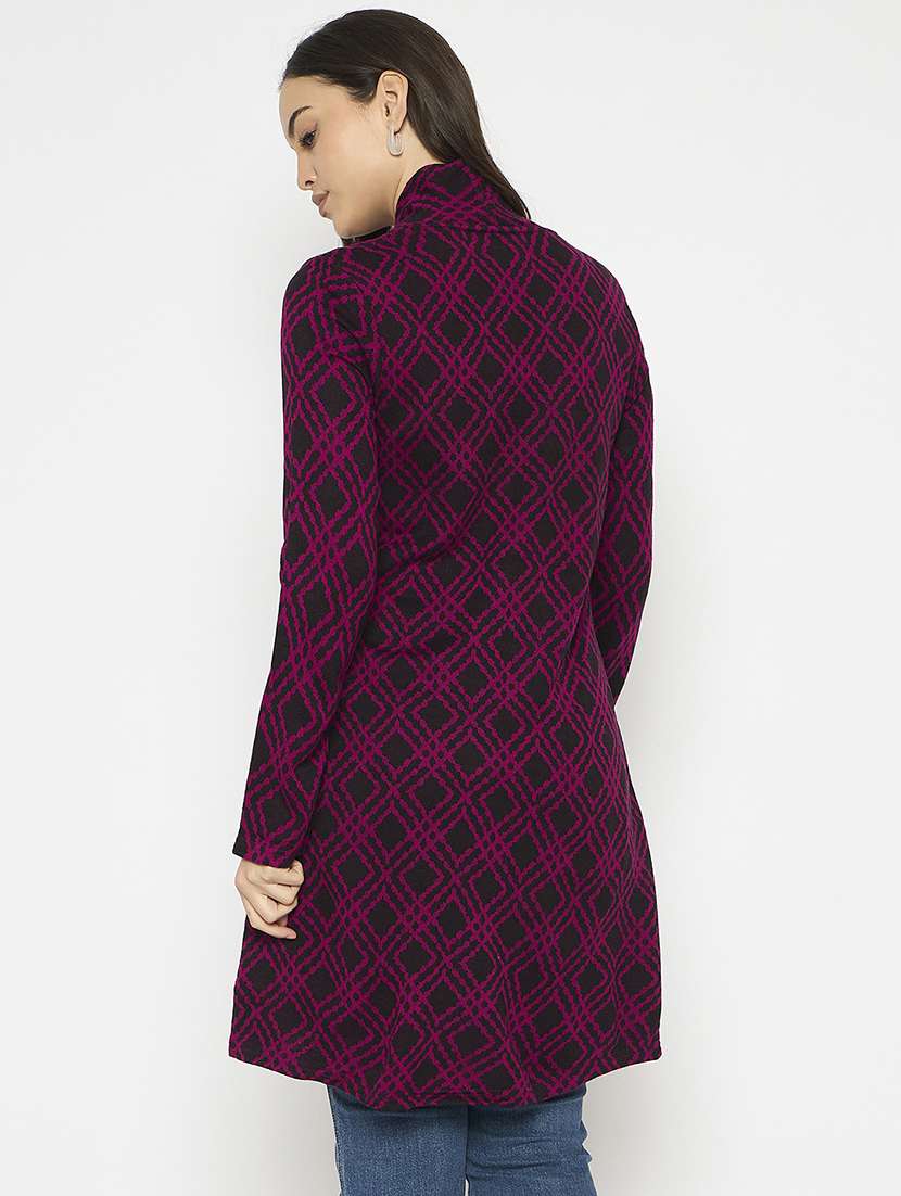 women self designed long sleeves cardigan - 21724246 - Standard Image - 2