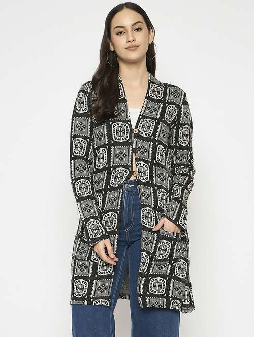 women self designed long sleeves cardigan - 21724247 - Standard Image - 0